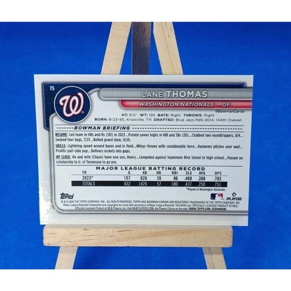 2024 Bowman Chrome - Lane Thomas #75 Mojo Refractor - Picture 6 of 6